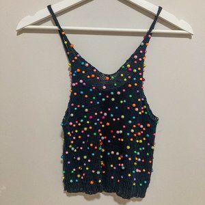 Handknit Crochet Beaded Tank Top